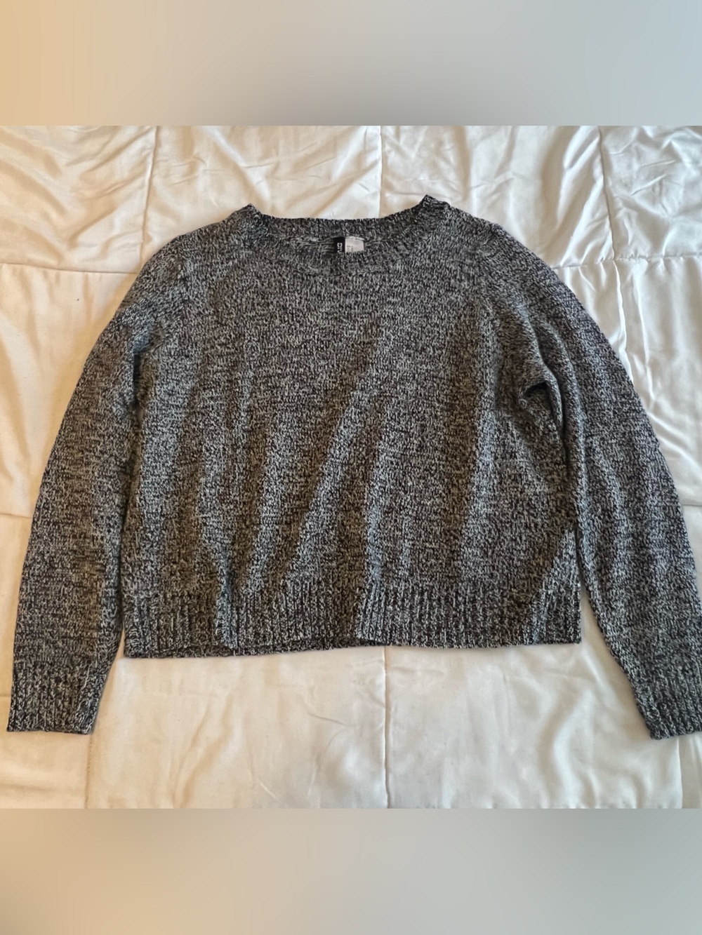 H&M Men's Gray Marled Crewneck Pullover Sweater